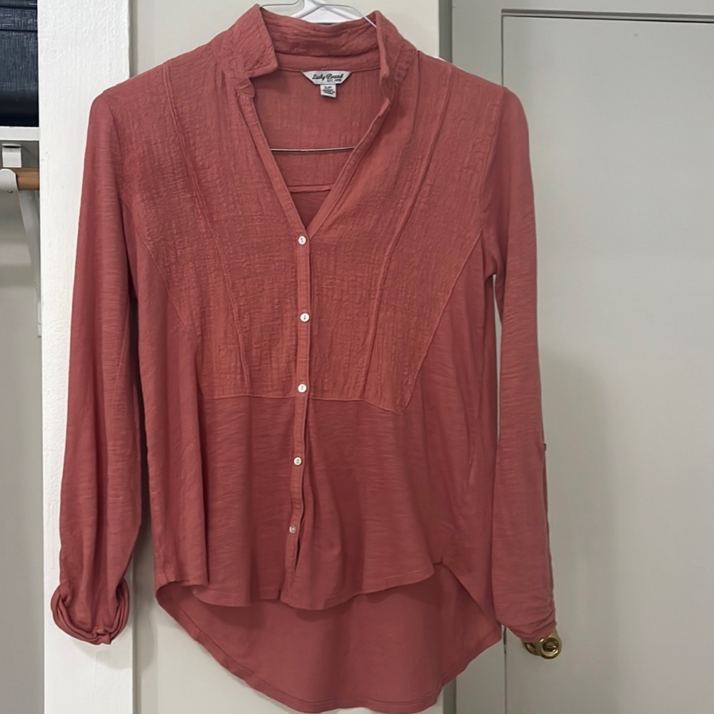 Pink button up top